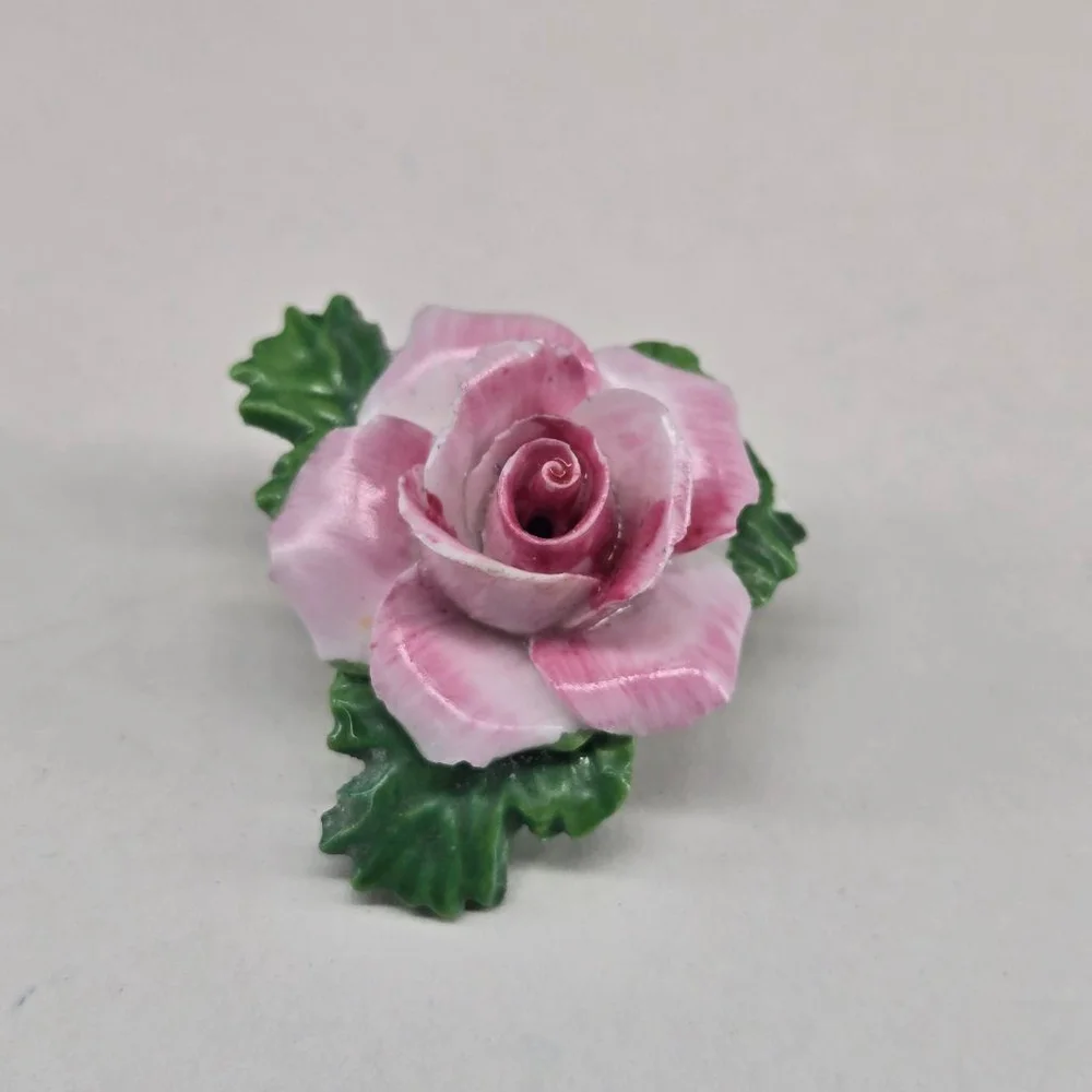 Vintage Royal Adderley Women's Brooch England China Pink Rose Floral Pin